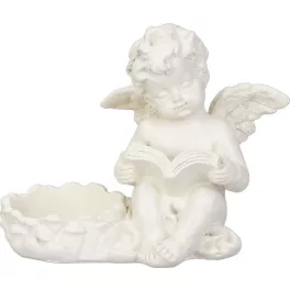   Dekoráció MagicHome, Angyalka könyvvel, polirezin, sírhoz, 11,5x7,5x9,5 cm