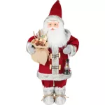 MagicHome karácsonyi dekoráció, Mikulás lámpással, piros, 46 cm