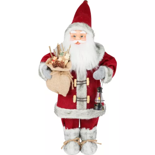MagicHome karácsonyi dekoráció, Mikulás lámpással, piros, 46 cm