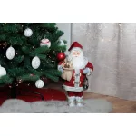 MagicHome karácsonyi dekoráció, Mikulás lámpással, piros, 46 cm