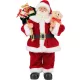 MagicHome karácsonyi dekoráció, Mikulás ajándékokkal és macival, piros, 30 cm