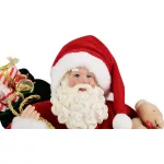 MagicHome karácsonyi dekoráció, Mikulás ajándékokkal és macival, piros, 46 cm
