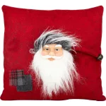 MagicHome karácsonyi párna, Mikulás mintás, textil, 30 x 30 cm, piros