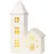 Dekoráció MagicHome, Házikó templommal, LED, fehér, porcelán, 11,2x5,5x17,4 cm