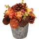 Ikebana MagicHome Nature, őszi, narancssárga, levelekkel, 18 cm