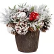 MagicHome karácsonyi ikebana, havas fenyővel, dér utánzat 18 cm