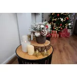MagicHome karácsonyi ikebana, havas fenyővel, dér utánzat 18 cm