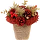 MagicHome karácsonyi ikebana, természetes, piros, 17x17 cm