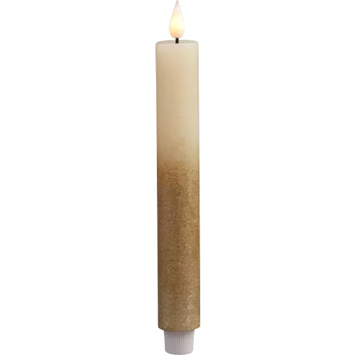 Gyertya MagicHome, karácsonyi, LED, 2xAAA, egyszerű világítás, időzítő, krémszínű/arany, fémes hatás
