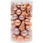 MagicHome karácsonyi gömb szett, 65 db, rózsaarany, mix, karácsonyfára