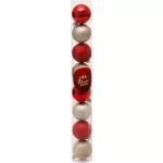 Gömbök MagicHome Karácsony, 8 db, piros-pezsgő, karácsonyfára, 5 cm, Sellbox 36 tubus