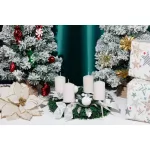 Gyertya MagicHome Karácsonyi, 4,8x8 cm, henger alakú, csomag 4 db, fehér, csillámos, adventi
