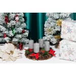 Gyertya MagicHome Karácsonyi, 4,8x8 cm, henger alakú, csomag 4 db, ezüst, csillámos, adventi