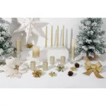 Gyertya MagicHome Karácsonyi, 4,8x8 cm, henger alakú, csomag 4 db, pezsgő színű, csillámos, adventi