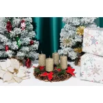 Gyertya MagicHome Karácsonyi, 4,8x8 cm, henger alakú, csomag 4 db, pezsgő színű, csillámos, adventi