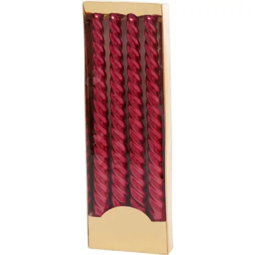 Gyertya MagicHome, karácsonyi, 25 cm, csomag 4 db, piros, spirális, csavart