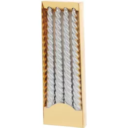   Gyertya MagicHome, karácsonyi, 25 cm, csomag 4 db, ezüst, spirális, csavart
