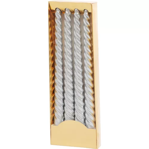 Gyertya MagicHome, karácsonyi, 25 cm, csomag 4 db, ezüst, spirális, csavart