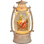 Lámpás MagicHome Karácsonyi Retro, LED meleg fehér, szánon ülő Mikulással, csillámmal, fehér, 3xAA,