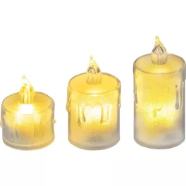   Gyertya MagicHome, karácsonyi, 3 db-os készlet, LED meleg fehér, egyszerű világítás, 3,7x5/6,5/8 cm