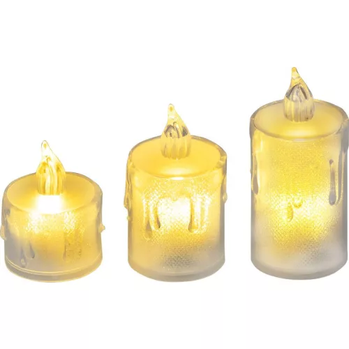 Gyertya MagicHome, karácsonyi, 3 db-os készlet, LED meleg fehér, egyszerű világítás, 3,7x5/6,5/8 cm