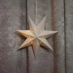 Dekoráció MagicHome Karácsony, csillag, papír, 10 LED meleg fehér, 2xAA, egyszerű világítás, 40 cm