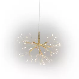   LED fényfüzér, MagicHome Vianoce, tűzijáték, 20 cm, melegfehér, arany, 72 LED, függesztett, elemes (3xAA), kültéri
