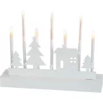 karácsonyi dekoráció, gyertyatartó, 8 db melegfehér LED, MDF, 2 db AA elemmel működő, 24 x 5, 5 x 18 cm, beltéri (8091778)