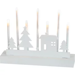  karácsonyi dekoráció, gyertyatartó, 8 db melegfehér LED, MDF, 2 db AA elemmel működő, 24 x 5, 5 x 18 cm, beltéri (8091778)