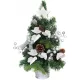 MagicHome műfenyő, díszített, ezüst, levelekkel, 40 cm