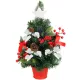 MagicHome műfenyő, díszített, piros, levelekkel, 40 cm