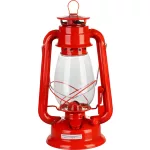 Petróleumlámpa, 30 cm, piros, fém és üveg, retro stílus, kanócos, beltéri és kültéri használatra (8091837)