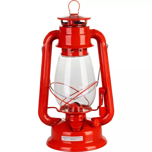 Petróleumlámpa, 30 cm, piros, fém és üveg, retro stílus, kanócos, beltéri és kültéri használatra (8091837)