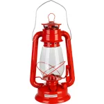 Petróleumlámpa, 30 cm, piros, fém és üveg, retro stílus, kanócos, beltéri és kültéri használatra (8091837)