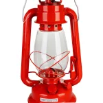 Petróleumlámpa, 30 cm, piros, fém és üveg, retro stílus, kanócos, beltéri és kültéri használatra (8091837)