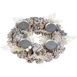 MagicHome karácsonyi adventi koszorú, kék, fehér, 30 cm