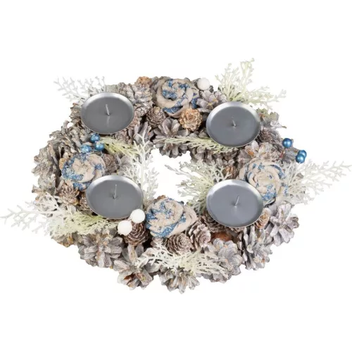 MagicHome karácsonyi adventi koszorú, kék, fehér, 30 cm