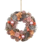 MagicHome karácsonyi koszorú, narancssárga, rózsaszín, 30 cm