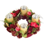 Koszorú MagicHome, karácsonyi, adventi, piros, 30 cm