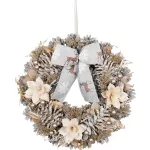 Koszorú MagicHome, karácsonyi, függő, természetes, masnival, 30 cm