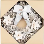 Koszorú MagicHome, karácsonyi, függő, természetes, masnival, 30 cm