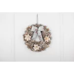 Koszorú MagicHome, karácsonyi, függő, természetes, masnival, 30 cm