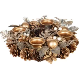 Koszorú MagicHome, karácsonyi, adventi, arany, 30 cm