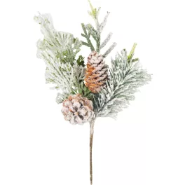 Ág MagicHome Karácsony, tobozokkal, havas, 30 cm