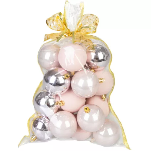 Gömbök MagicHome Karácsony, készlet, 20 db, rózsaszín, vegyes, karácsonyfára, 6 cm