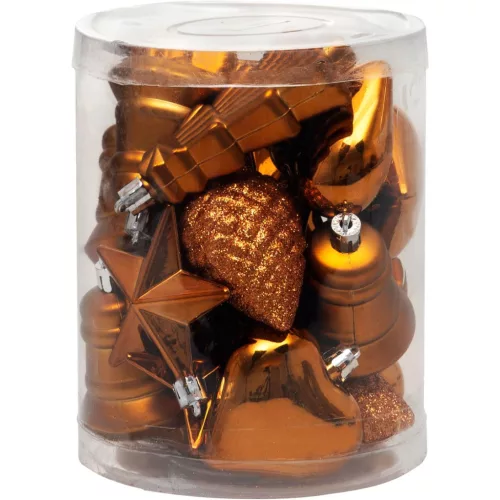 Díszek MagicHome karácsonyi, Szett, 20 db, réz-arany, vegyes, karácsonyfára