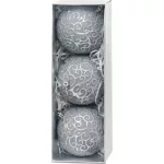 Gömbök MagicHome Karácsony, készlet, 3 db, ezüst, karácsonyfára, 10 cm