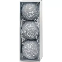   Gömbök MagicHome Karácsony, készlet, 3 db, ezüst, karácsonyfára, 10 cm