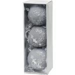 Gömbök MagicHome Karácsony, készlet, 3 db, ezüst, karácsonyfára, 8 cm