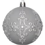 Gömbök MagicHome Karácsony, készlet, 3 db, ezüst, karácsonyfára, 8 cm